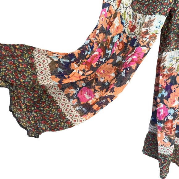Anthropologie Fei Silk Floral Off The Shoulder Blouse Top Cottagecore Boho Med M - Picture 5 of 7